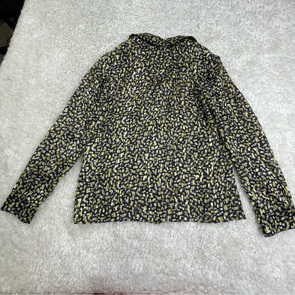 Alice + Olivia Willa Print Blouse Silk Neon Yellow Geometric Abstract XS/S - Picture 3 of 15